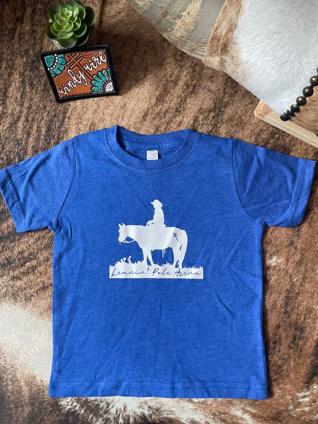 STW Boy's Blue Leanin' Pole Horse & Rider T-Shirt