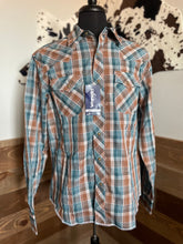 Load image into Gallery viewer, Wrangler Men&#39;s Brown &amp; Teal Western Shirt
