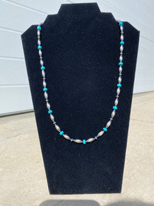 Elongated Navajo Pearls with Turquoise