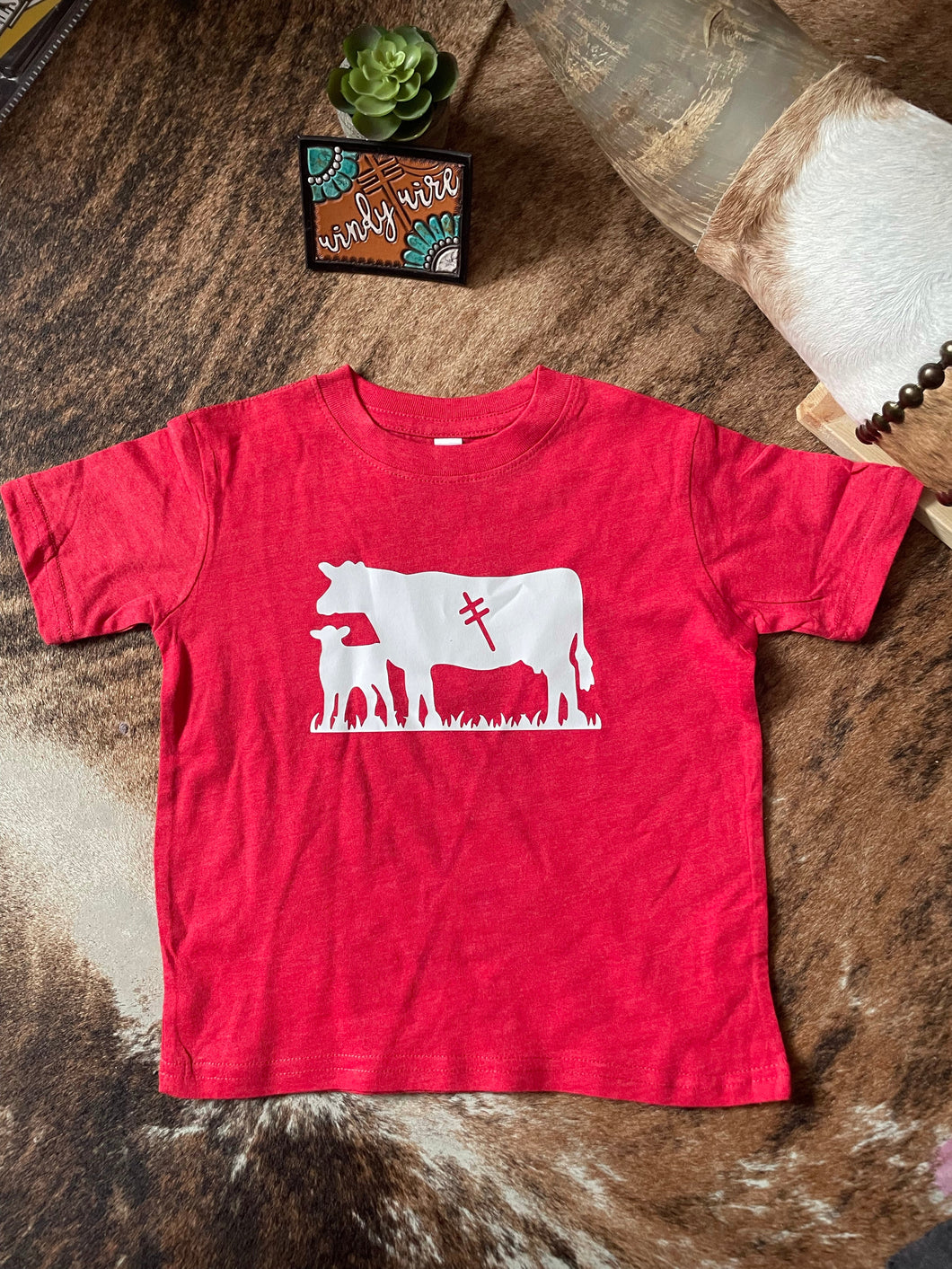 STW Boy's Infant Leanin' Pole Branded Cow T-Shirt