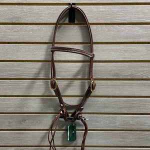 Berlin Browband Headstall with Rattlesnake Ends - Brass Buckle