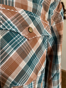 Wrangler Men's Brown & Teal Western Shirt