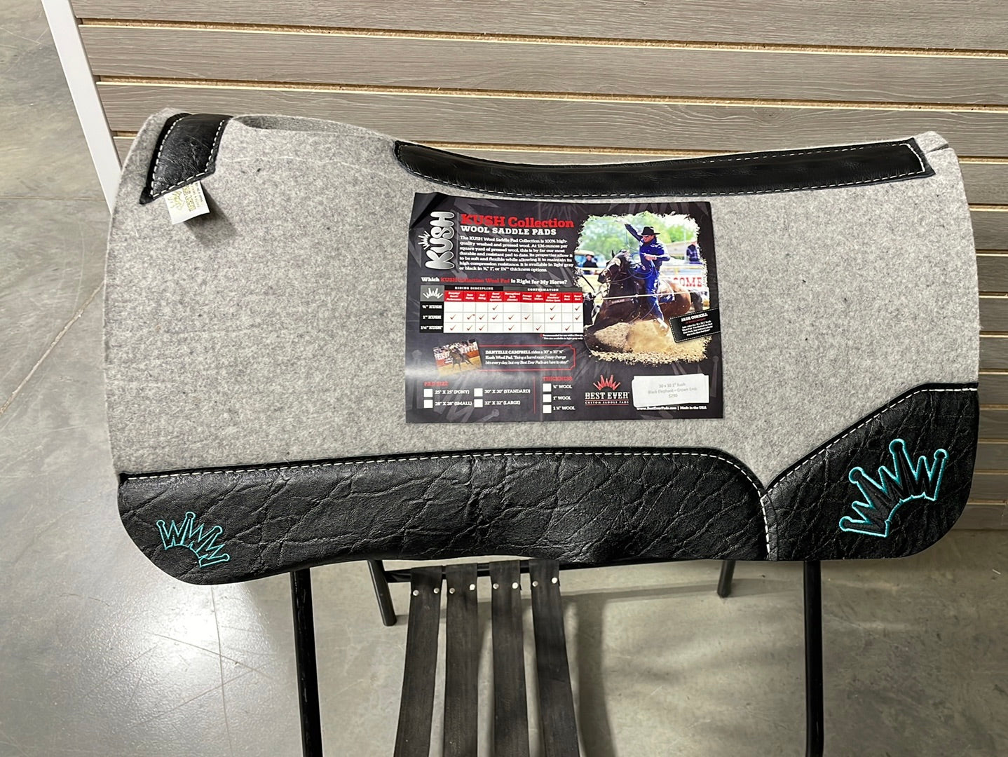 Best Ever Kush Saddle Pad - Black Elephant Teal/Black Crown (1" thick, 30"x30")