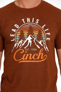 Cinch Men's Lead This Life Heather Orange T-Shirt