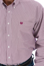 Load image into Gallery viewer, Cinch Men&#39;s Tencel Burgundy Pinstripe Western Shirt
