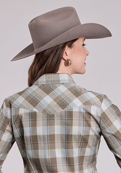 Roper Women's Brown & Grey Plaid Western Shirt