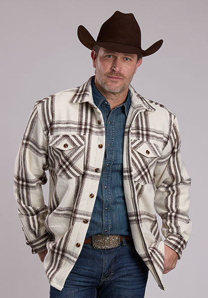 Roper Men's White Brushed Twill Shirt Jacket