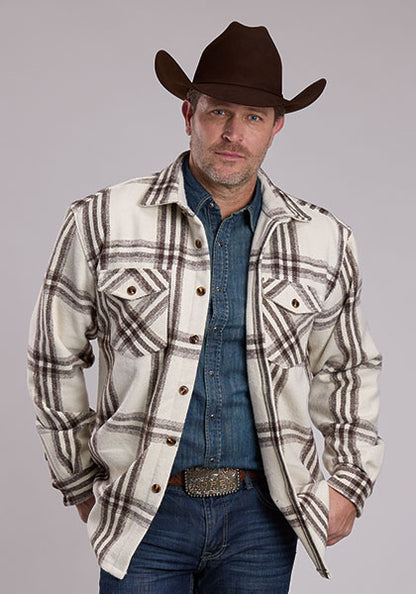 Roper Men's White Brushed Twill Shirt Jacket