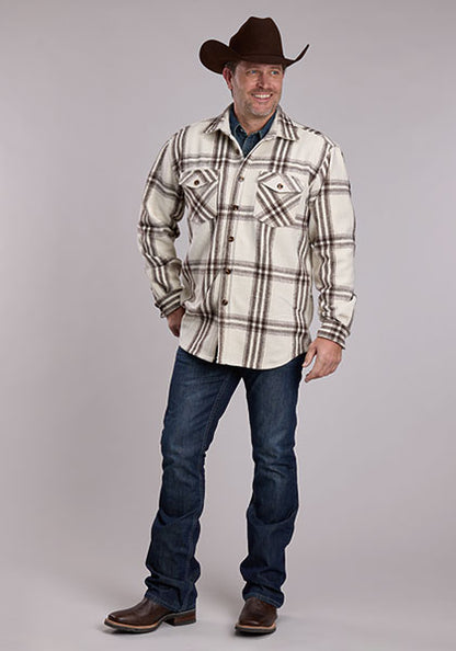 Roper Men's White Brushed Twill Shirt Jacket