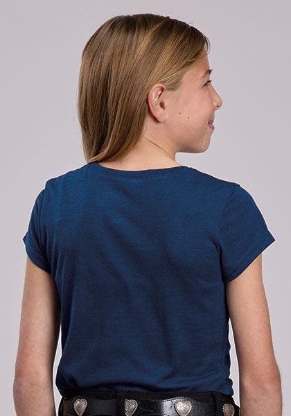 Roper Girl's Blue Bow Short Sleeve T-Shirt
