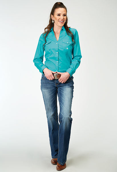 Roper Women's Turquoise Poplin Western Shirt