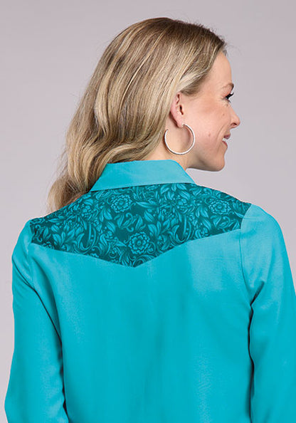 Stetson Women's Turquoise Tooled Floral Western Shirt