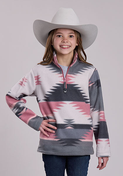 Roper Girls' Aztec 1/4 Zip Fleece Jacket