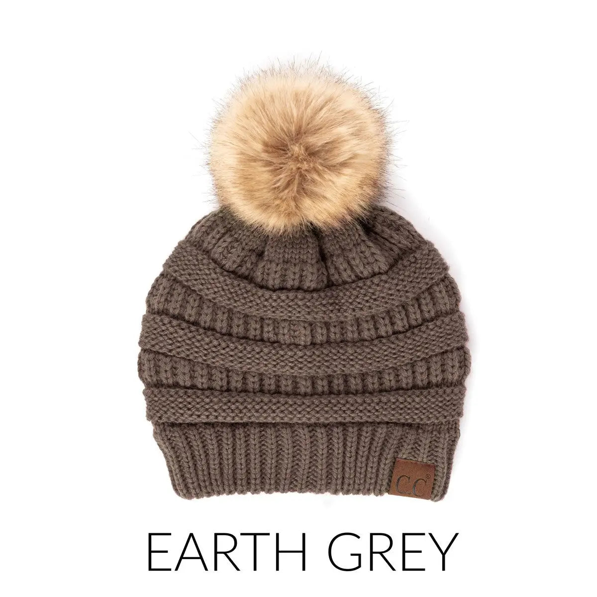 C.C Beanie with Faux Fur Pom