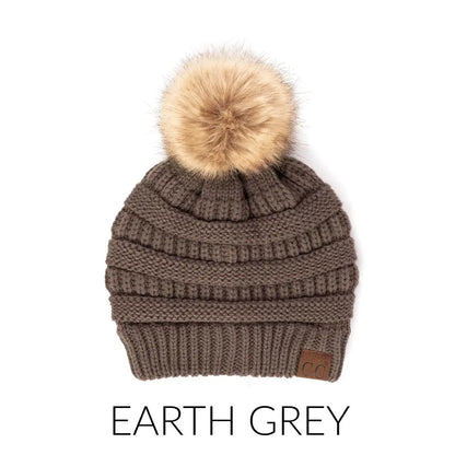 C.C Beanie with Faux Fur Pom