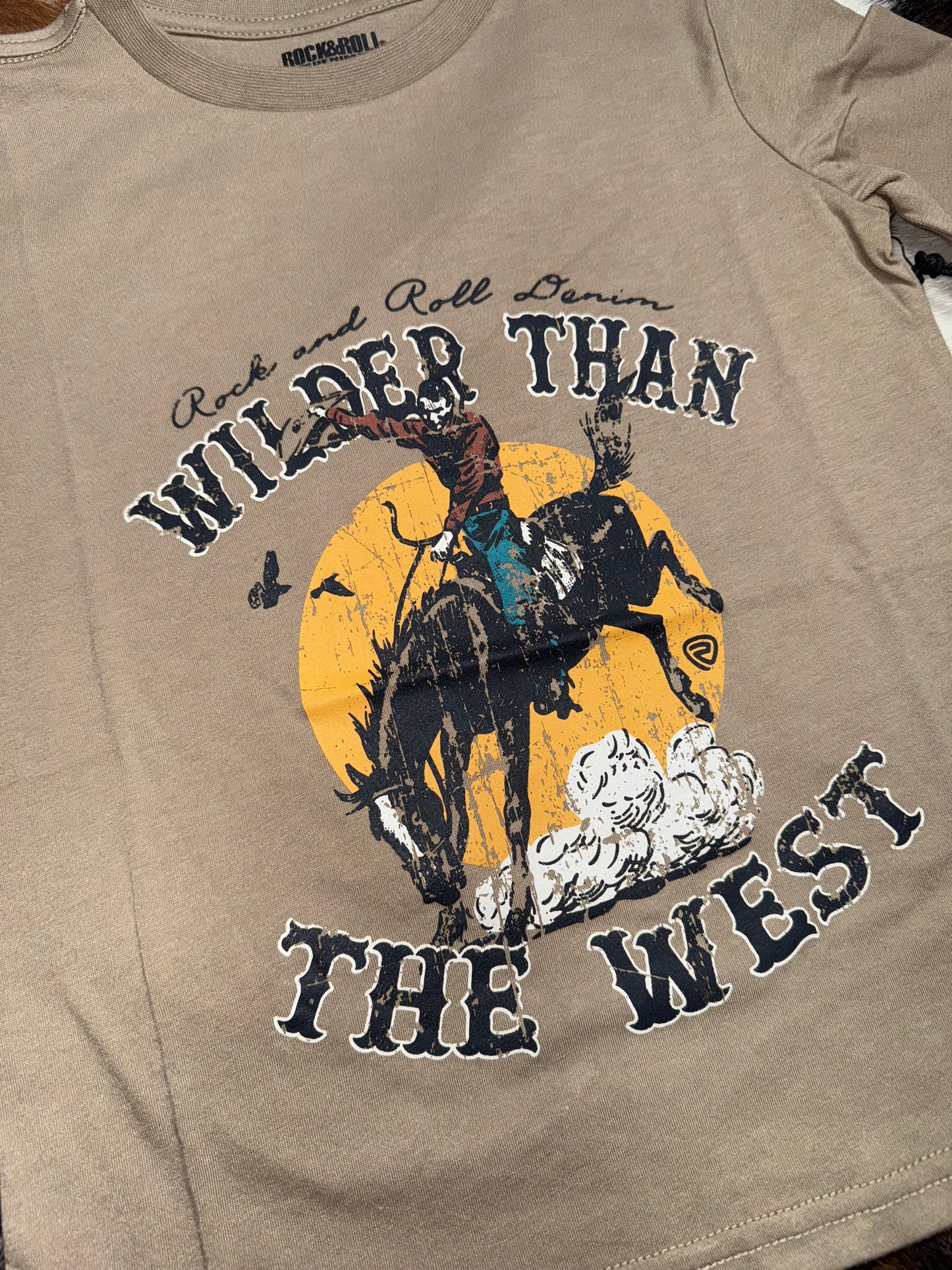 Rock & Roll Boy's Taupe Wilder Than The West T-Shirt