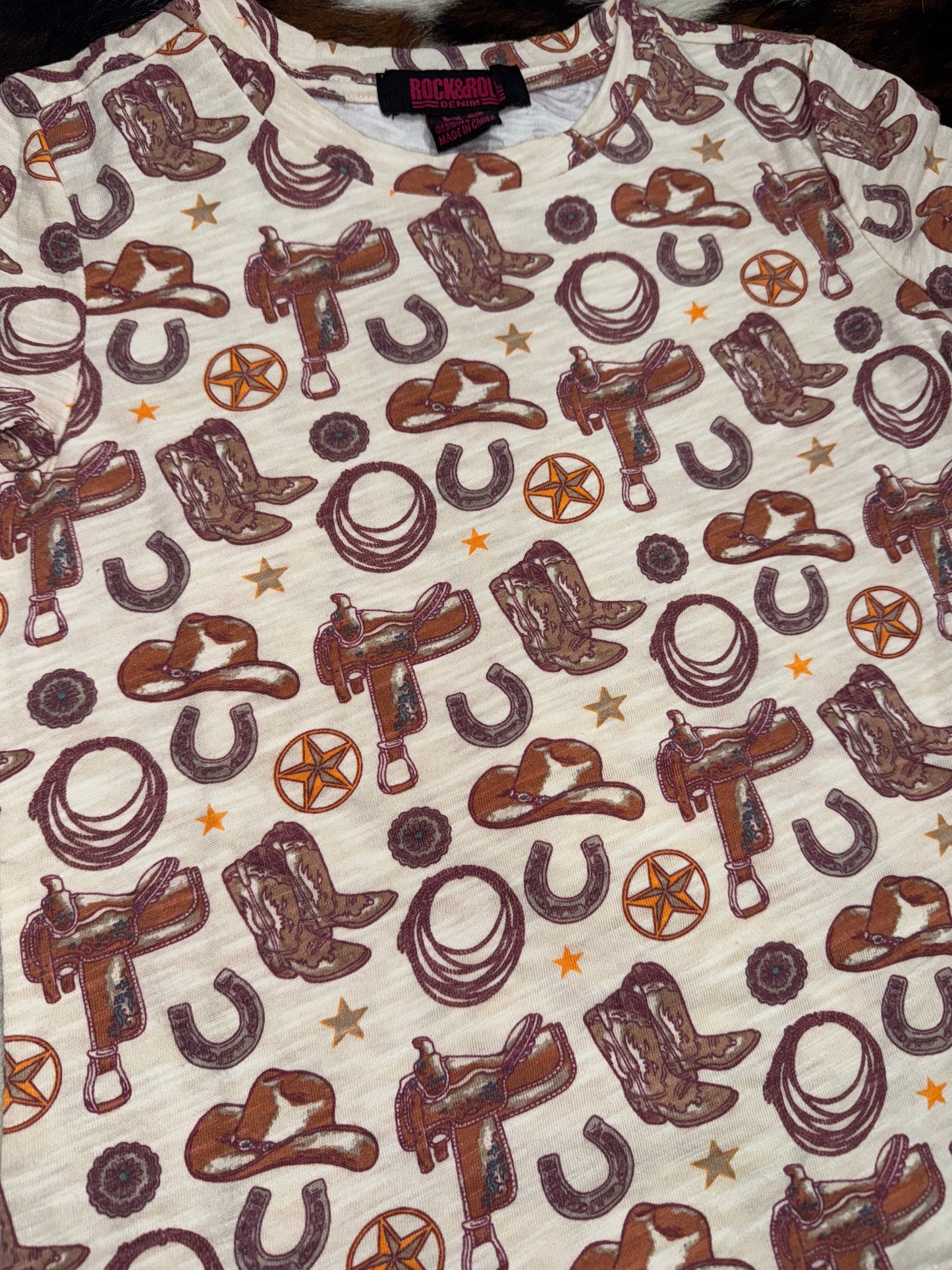 Rock & Roll Girl's Western All Over Print T-Shirt