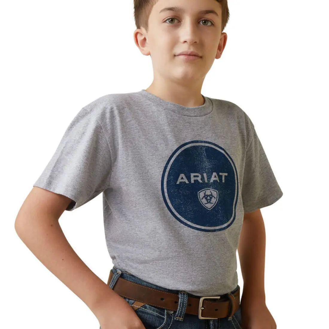 $10: Ariat Boy’s Heather Gray Worn Around Athletic T-Shirt Large Sale Boy’s T-Shirt