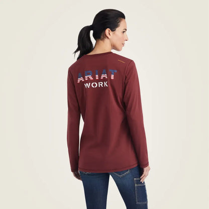 +$10: Ariat Women’s Rebar Port Workman USA Logo Long Sleeve T-Shirt XSmall Sale Women’s T-Shirt
