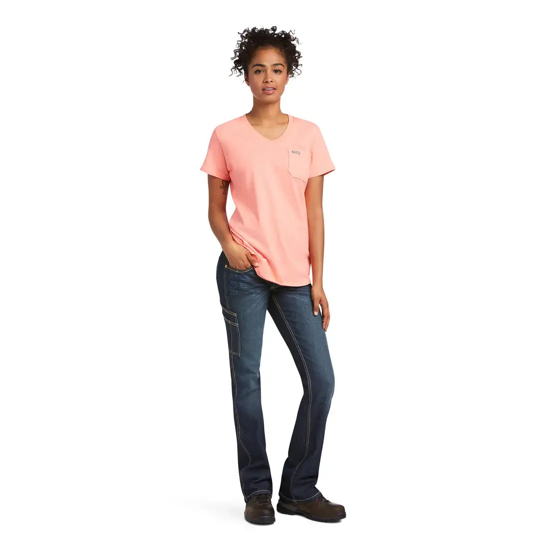 Ariat Women’s Rebar Summer Melon Cotton Strong V-Neck T-Shirt Sale Women’s T-Shirt