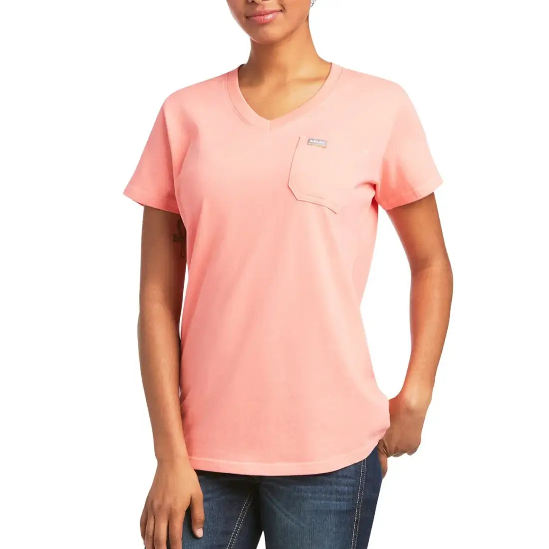 Ariat Women’s Rebar Summer Melon Cotton Strong V-Neck T-Shirt Small Sale Women’s T-Shirt