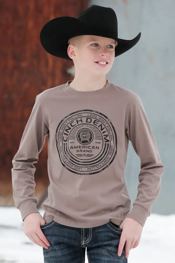 $10: Cinch Boy’s Desert Stone American Brand Long Sleeve T-Shirt Large Sale Boy’s T-Shirt