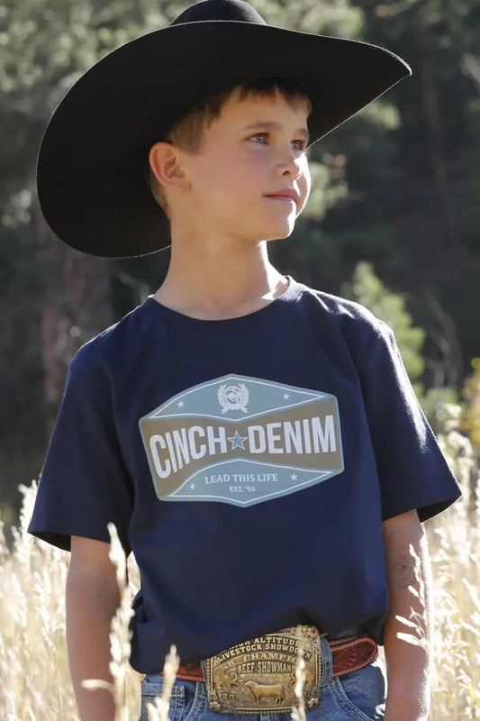 $10: Cinch Boy’s Navy Star Plaque T-Shirt Large Sale Boy’s T-Shirt