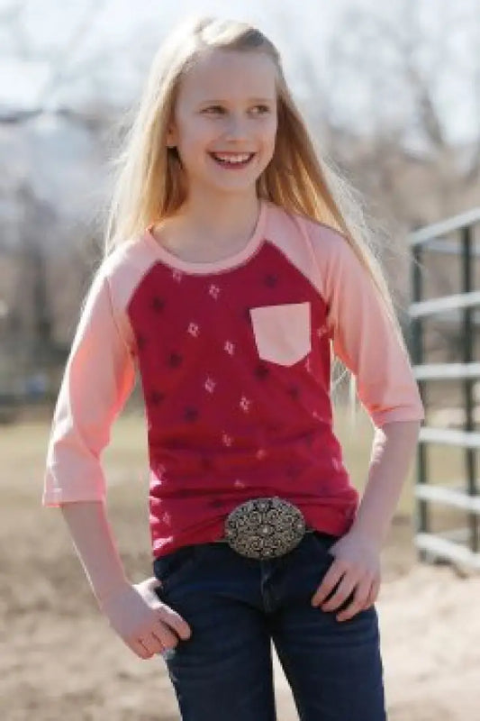 $10: Cruel Girl’s Pink Diamonds ¾ Sleeve T-Shirt Sale Girl’s T-Shirt