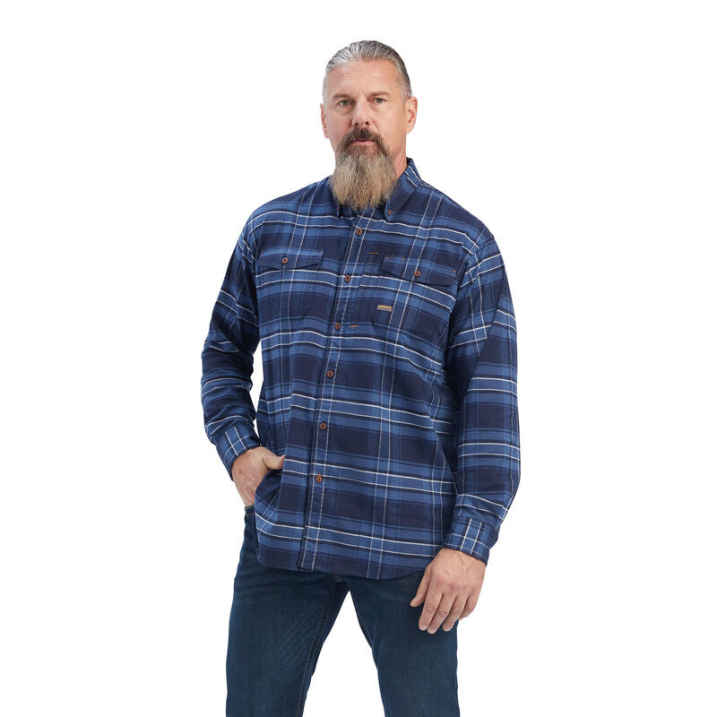 Ariat Men's Big & Tall Blue Rebar Durastretch Flannel Workshirt