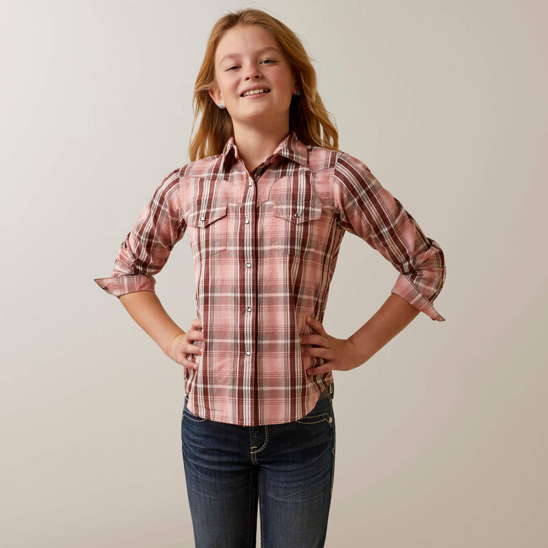 Ariat Girl's Pink Saguaro Plaid Western Shirt