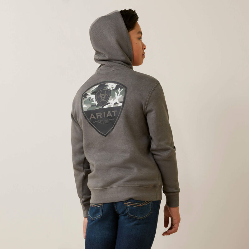 Ariat Boy's Heather Gray Camo Corps Hoodie