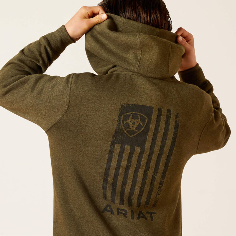 Ariat Boy's Brine Olive Faded Flag Hoodie