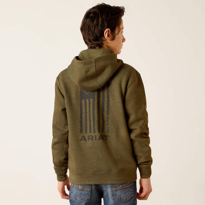 Ariat Boy's Brine Olive Faded Flag Hoodie