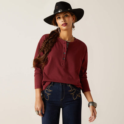 Ariat Women's Oxblood Terry Henley Sweatshirt