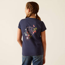 Load image into Gallery viewer, Ariat Girl&#39;s Navy Eclipse Pretty Shield T-Shirt
