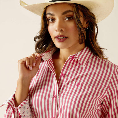 Ariat Women's Kirby Pink Peacock Stripe Western Shirt