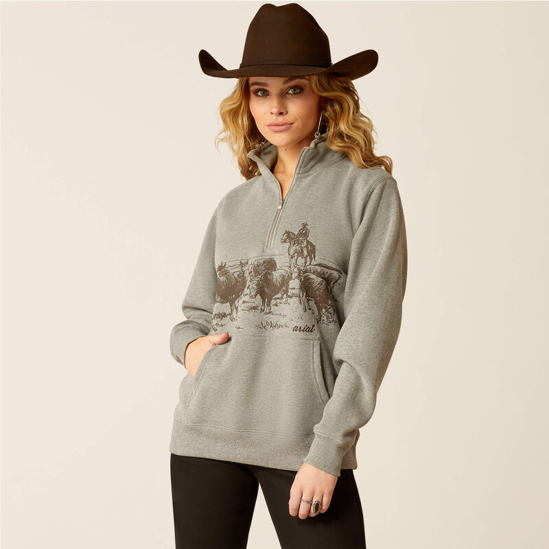 Ariat Women's Heather Gray Pasture ½ Zip Pullover