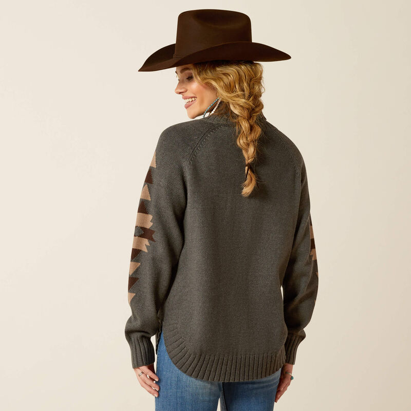 Ariat Women's Heather Gray Madison ¼ Button Knit Pullover