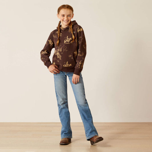 Ariat Girl's Brown Ranchin' Hoodie