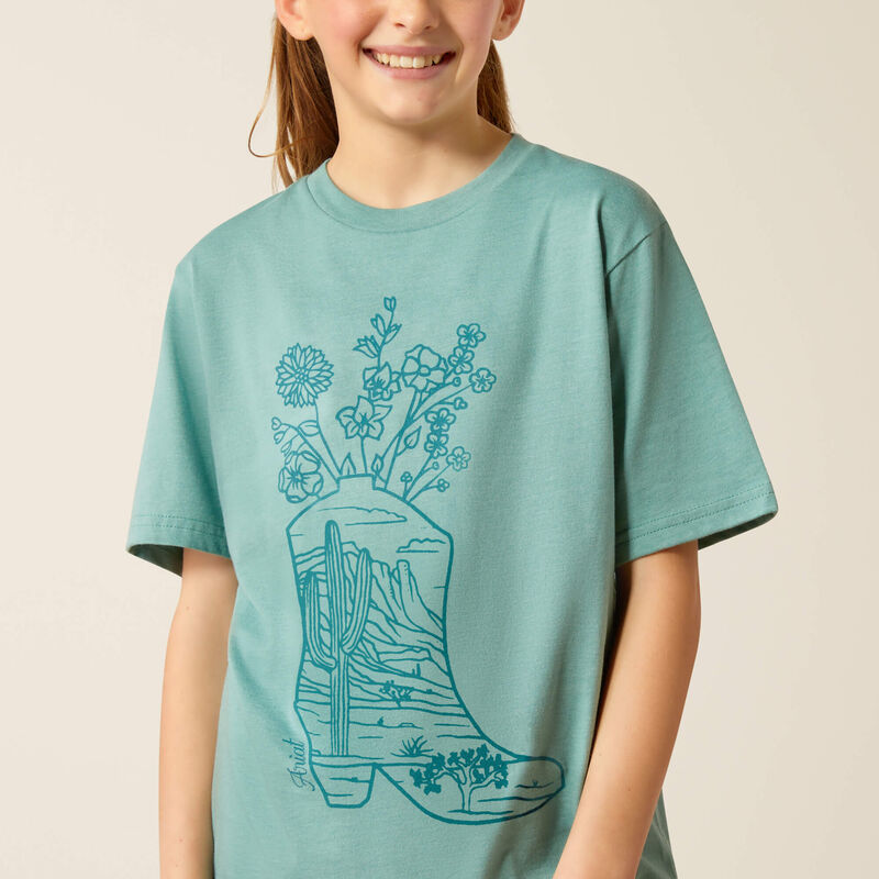 Ariat Girl's Heather Ocean Blue Garden Boot T-Shirt