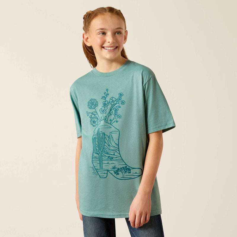 Ariat Girl's Heather Ocean Blue Garden Boot T-Shirt