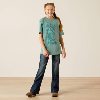 Ariat Girl's Heather Ocean Blue Garden Boot T-Shirt