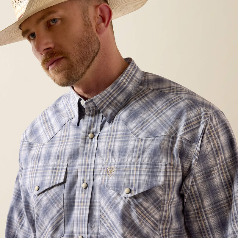 Ariat Men's Pro Series Night Shadow Blue Plaid Finley Western Shirt