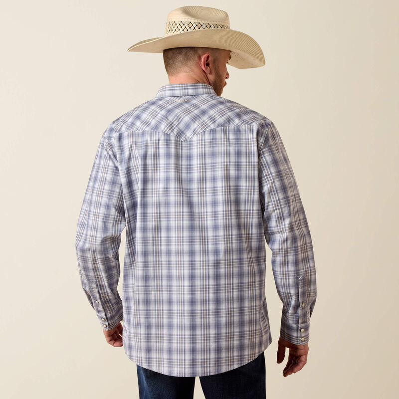 Ariat Men's Pro Series Night Shadow Blue Plaid Finley Western Shirt