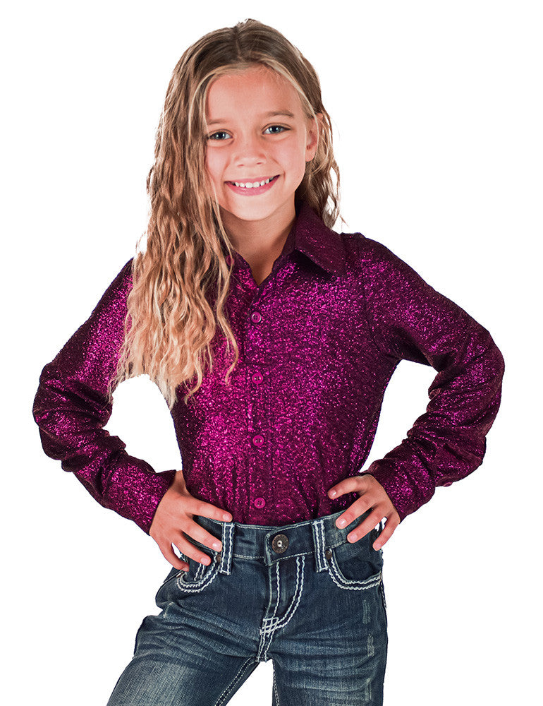 Cowgirl Tuff Girl's Magenta Shimmer Western Shirt
