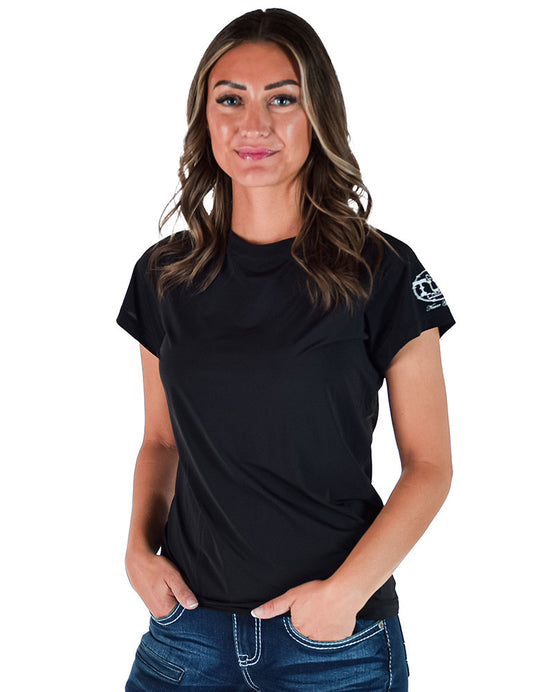 Cowgirl Tuff Women's Black Short Sleeve Cooling Breathe T-Shirt