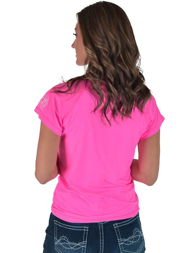 Cowgirl Tuff Women's Hot Pink Short Sleeve Cooling Breathe T-Shirt