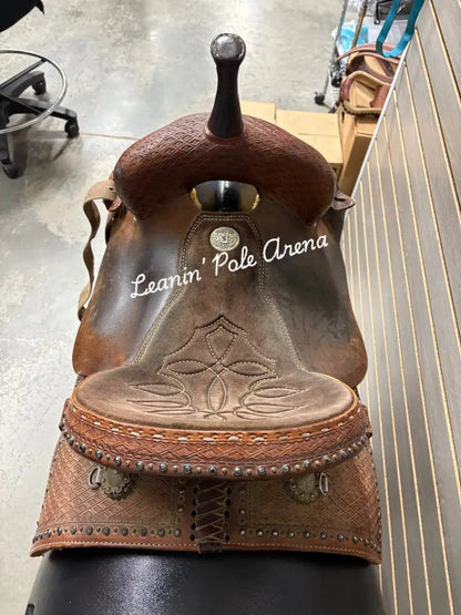 #103409 Used. Double J 14.5’’ Pozzi Pro Barrel Saddle - Wide Tree - Used Saddle