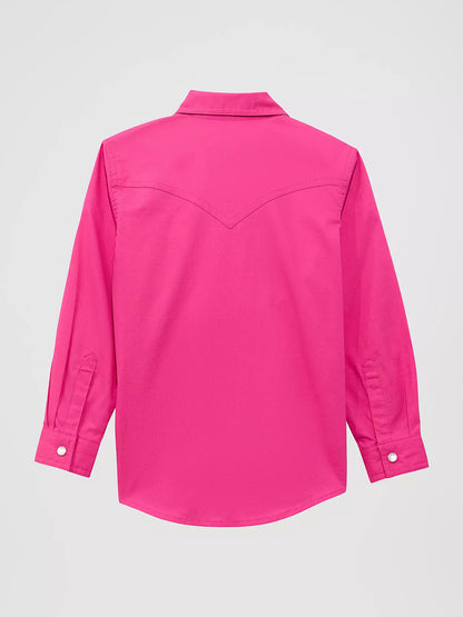 Wrangler Girl's Long Sleeve Solid Western Snap Shirt