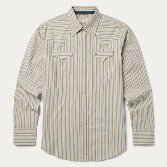 Stetson Men's Ticking Dobby Stripe Western Shirt